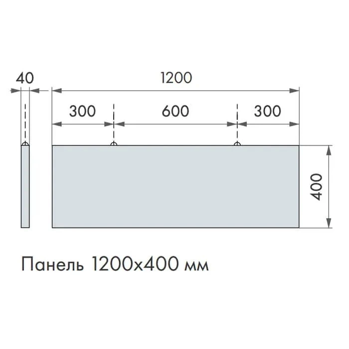 Акустический баффл ARMSTRONG OPTIMA Baffle Прямоугольный 1200х400 мм, белый — форма и схема